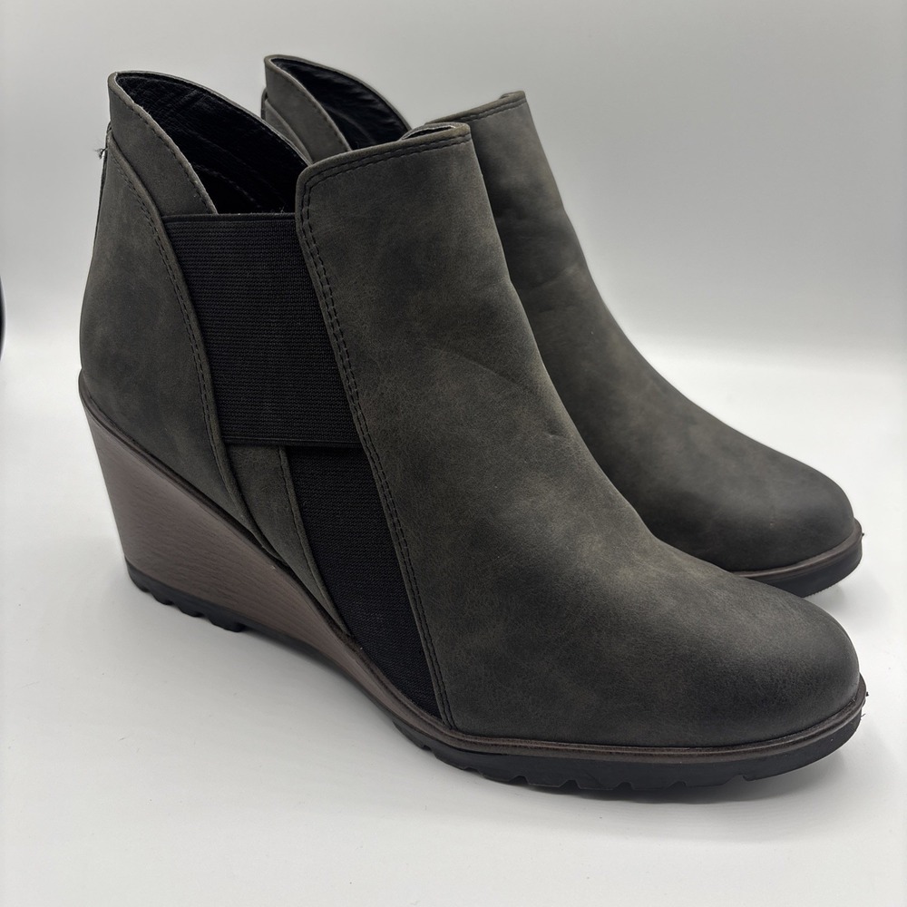 Vintage 93 Women's Gray Slip On Block Heel Ankle Booties‎ Size 9W
